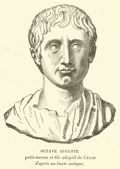 Octavian Augustus, Julius Caesar dédunokaöccse és fogadott fia és örököse (metszet) alkotó: French School