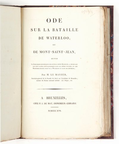 Óda a waterlooi csatáról, Adrien-Jacques-Joseph Le Mayeur alkotó: French School