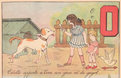 Odette egy nagy lábszárcsontot hoz Tomnak, 1920 körül (nyomat) alkotó: French School