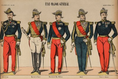A francia vezérkar tisztjei (színes metszet) alkotó: French School