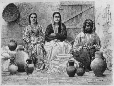Olajkereskedők Jeruzsálemben, Szíriából ma. Utazások Föníciában, Libanonban és Júdeában. Louis Charles Emile Lortet 1875-1880, 1884 (bw metszet) alkotó: French School