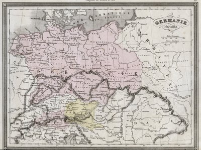 Régi Germania – Vuillemin „Az ókori és modern földrajz egyetemes atlasza lakótelepi iskolák számára” című lapjából – kb. 1845 alkotó: French School