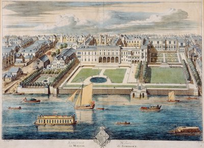 Régi Somerset-ház a strandon, vésett Jean Benoit Winckler alkotó: French School