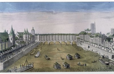 Párizs optikai látványa: Le Pont au change. sd. v. 1800, Párizs városa. alkotó: French School