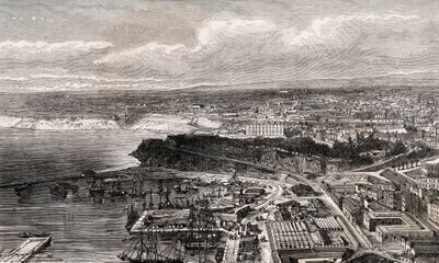 Oran - Algéria - metszet "" La France illustree: földrajz, történelem, statisztikai igazgatás"" V.A. Maláta-barna. 1884 alkotó: French School