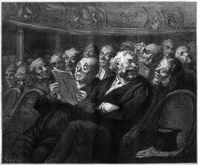 Zenekari székek. Honore Daumier (1808-1879) rajzfilmje. Metszet a „” The Illustrated World”” 1101-es számában, május 4 alkotó: French School