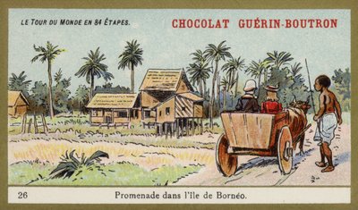 Ökör kocsikázás Borneo szigetén (chromolitho) alkotó: French School