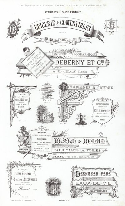 Oldal a tipográfiai matricákból (metszet) alkotó: French School