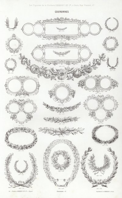 Oldal a tipográfiai matricákból (metszet) alkotó: French School