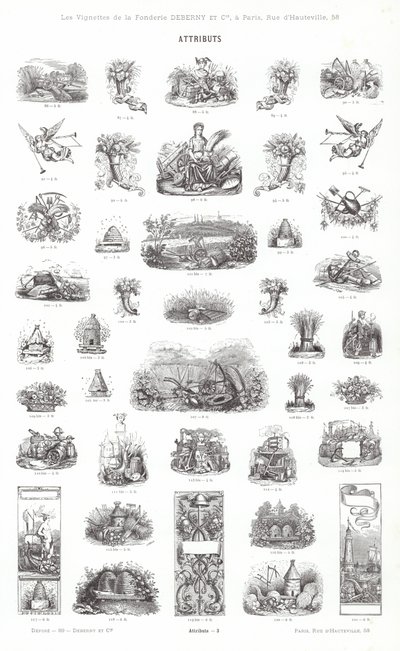 Oldal a tipográfiai matricákból (metszet) alkotó: French School