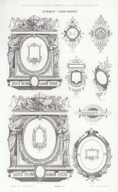 Oldal a tipográfiai matricákból (metszet) alkotó: French School