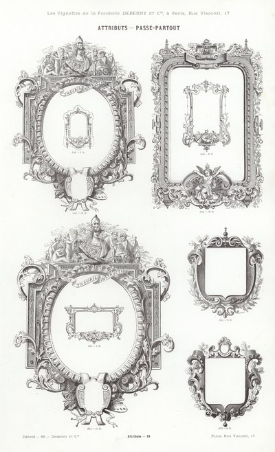 Oldal a tipográfiai matricákból (metszet) alkotó: French School