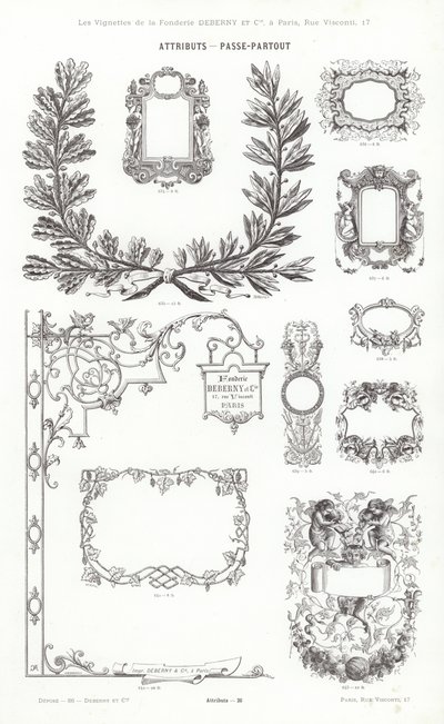 Oldal a tipográfiai matricákból (metszet) alkotó: French School