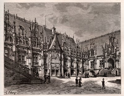Palais de justice de Rouen volt normandiai parlament – „France illustree: Geography, History, Statistical Administration” metszet, V.A. Maláta-barna. 1884 alkotó: French School