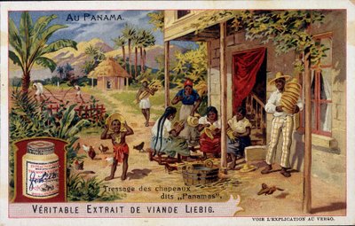 Panama: panamakalapok fonása - chromo. Liebig alkotó: French School