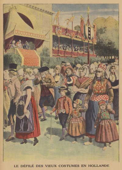 Hagyományos viseletek felvonulása Hollandiában (színes litó) alkotó: French School