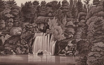 Párizs: Bois de Boulogne vízesés (litho) alkotó: French School