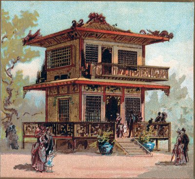 Párizs. 1889. évi egyetemes kiállítás: A japán pavilon. alkotó: French School