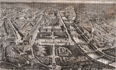 Párizs a Diadalív felől nézve – a Rue de Rivoli és a Szajna felől – V. A. Malt-Brown „La France illustrée: földrajz, történelem, statisztikai igazgatás” című metszet. 1884 alkotó: French School