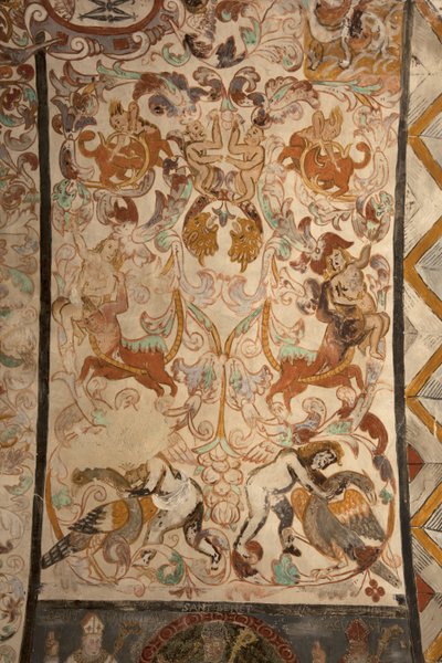 Plébániatemplom (Solars Boldogasszony temploma). Belső. A hajók. Falfestmények. Részlet. 16. század (?). alkotó: French School