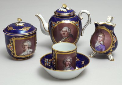 XVI. Lajos (1754–1793) és Marie Antoinette (1755–93) portréival készült teázás része, Sevres, Franciaország, 1789 körül (porcelán) alkotó: French School