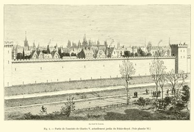 V. Károly burkolatának része, jelenleg a Palais-Royal kertje, Lásd a VI. táblát alkotó: French School