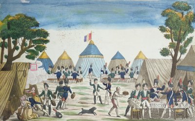 A Grande Armée gránátosai által az orosz gránátosoknak adott parti, 1807. június 30. alkotó: French School
