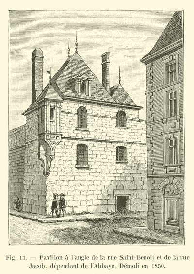 A rue Saint-Benoit és a rue Jacob sarkán lévő, az apátságtól függő pavilont 1850-ben lebontották alkotó: French School