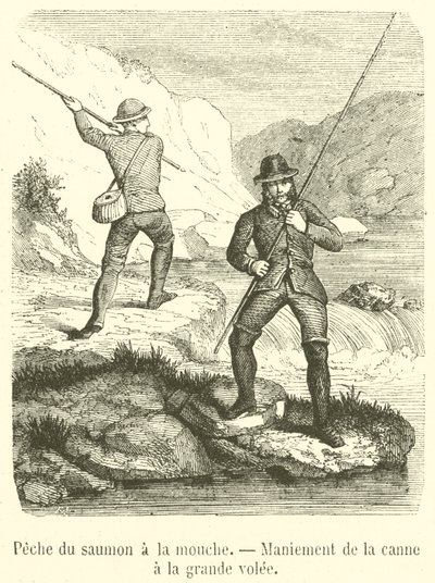 Lazaclégyes horgászat, botkezelés menet közben (gravírozás) alkotó: French School