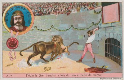 Pepin az alacsony (752-768) az oroszlán és a bika fejét támadja alkotó: French School