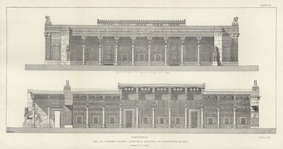 Perszepolisz, a száz oszlop csarnoka, geometriai magasság és hosszmetszet, restaurálta Ch Chipiez alkotó: French School