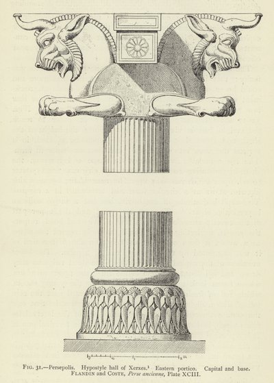 Perszepolisz, Xerxész Hypostyle csarnoka, keleti portikusz, főváros és bázis alkotó: French School