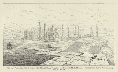 Persepolis, a platform északnyugati oldala, Propylaea és Xerxes Hypostyle-csarnoka alkotó: French School