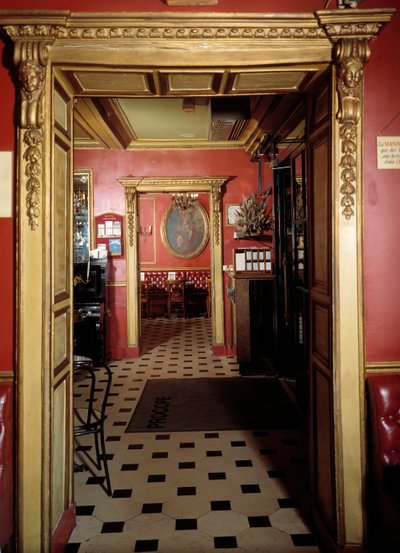 Perspektivikus kilátás a kávézó Procope, Párizs alkotó: French School