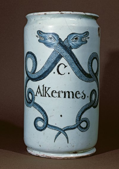 Gyógyszeres tégely Alkernes számára, Rouenből, 1770 körül (kerámia) alkotó: French School