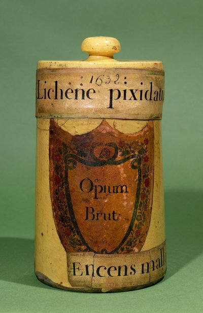 Gyógyszerészeti tégely nyers ópium tárolására, 1632 (kerámia) alkotó: French School