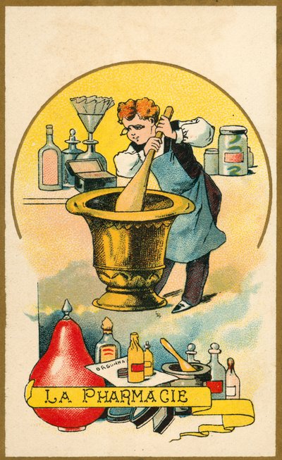 Gyógyszertár (chromolitho) alkotó: French School