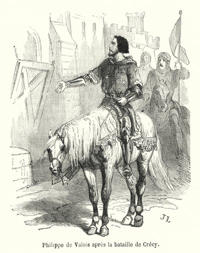 Philippe de Valois a crecy-i csata után (metszet) alkotó: French School