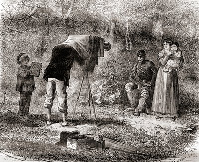 Fényképészet a 19. században, a Les Merveilles de la Science-ből, megjelent 1870 körül (metszet) alkotó: French School