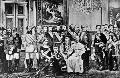 Fotómontázs a világ uralkodóiról, 1867 (kollázott fekete fotók) alkotó: French School