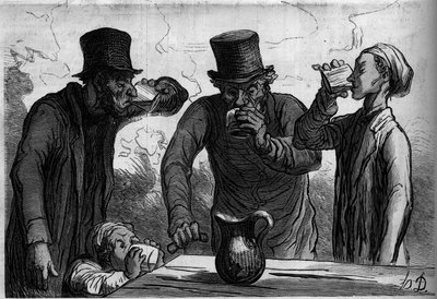 Az ivó élettana: a négy korszak. Honore Daumier (1808-1879) rajzfilmje. Metszet a „” Le Monde Illustré”” 289. számában, október 25-én alkotó: French School
