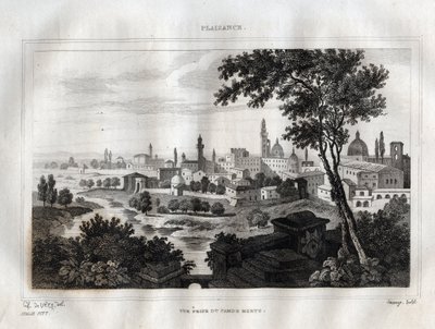Piacenza - Plaisance - Metszet a „festői Olaszországból”, M. de Norvins, Ch. Nodier 1834-1836. alkotó: French School