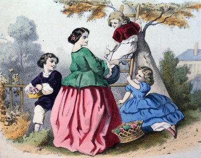 Virágszedés (színes litográfia) alkotó: French School