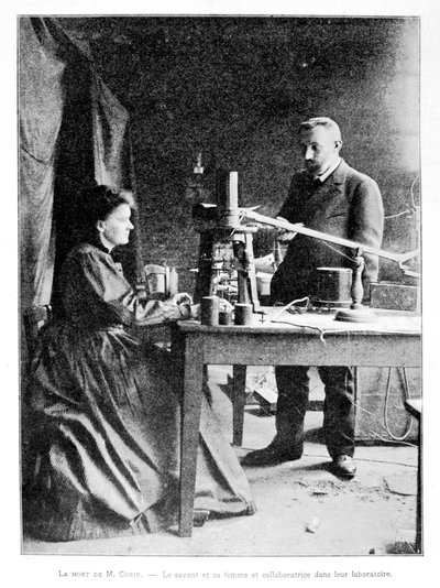 Pierre (1859-1906) és Marie (1867-1934) Curie a laboratóriumukban alkotó: French School
