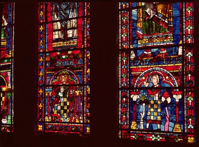 Pierre de Dreux (1190-1250) és fia, Jean de Bretagne (1237-86) részlet a déli kereszthajó lándzsás ablakából, 1217-25 körül alkotó: French School
