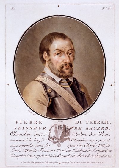 Pierre du Terrail, Bayard ura, a Nagy férfiak, jeles nők és emlékezetes francia alanyok portréiból, 1787-92. alkotó: French School