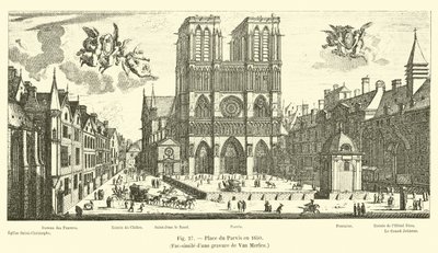 Place du Parvis 1650-ben, Van Merlen metszetének fakszimile alkotó: French School