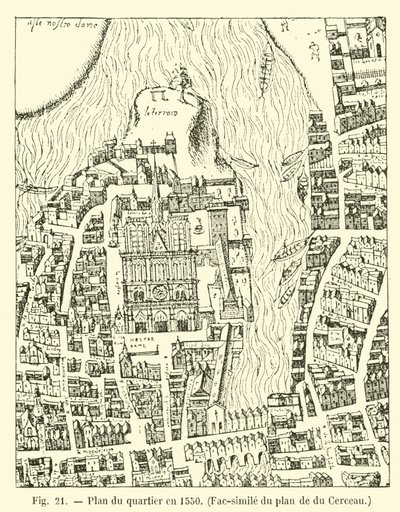 A kerület terve 1550-ben, a du Cerceau tervének fakszimile alkotó: French School