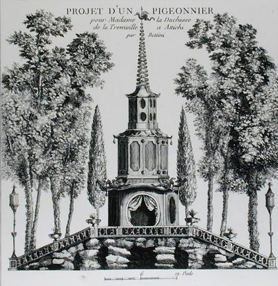 Egy galambház terve, George Louis Le Rouge "Details des Nouveaus Jardins a la Mode" című művéből, 1775-78 körül jelent meg (metszet) (fekete-fehér fotó). alkotó: French School