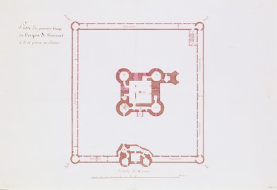 A Vincennes-i Donjon első emeletének terve, 1810 (toll és tinta papíron) alkotó: French School
